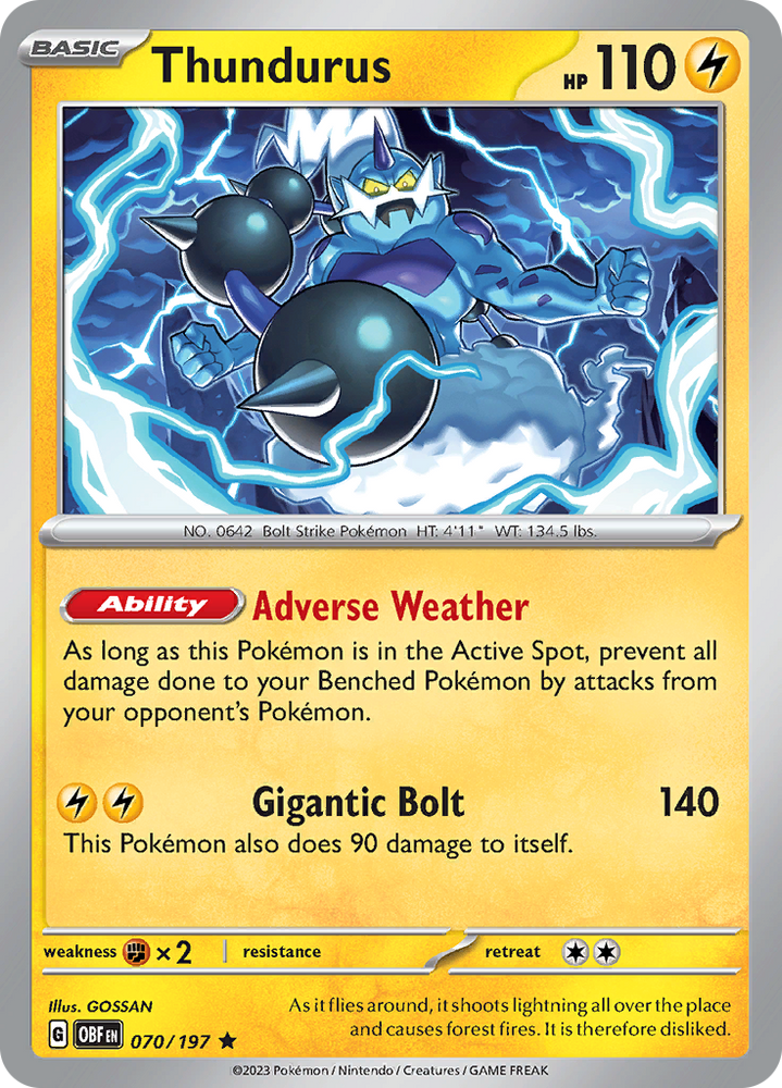 Pokemon | Thundurus (070/197) [Scarlet & Violet: Obsidian Flames] | The Nerd Merchant