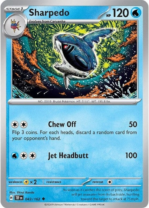 Pokemon | Sharpedo (043/162) [Scarlet & Violet: Temporal Forces] | The Nerd Merchant