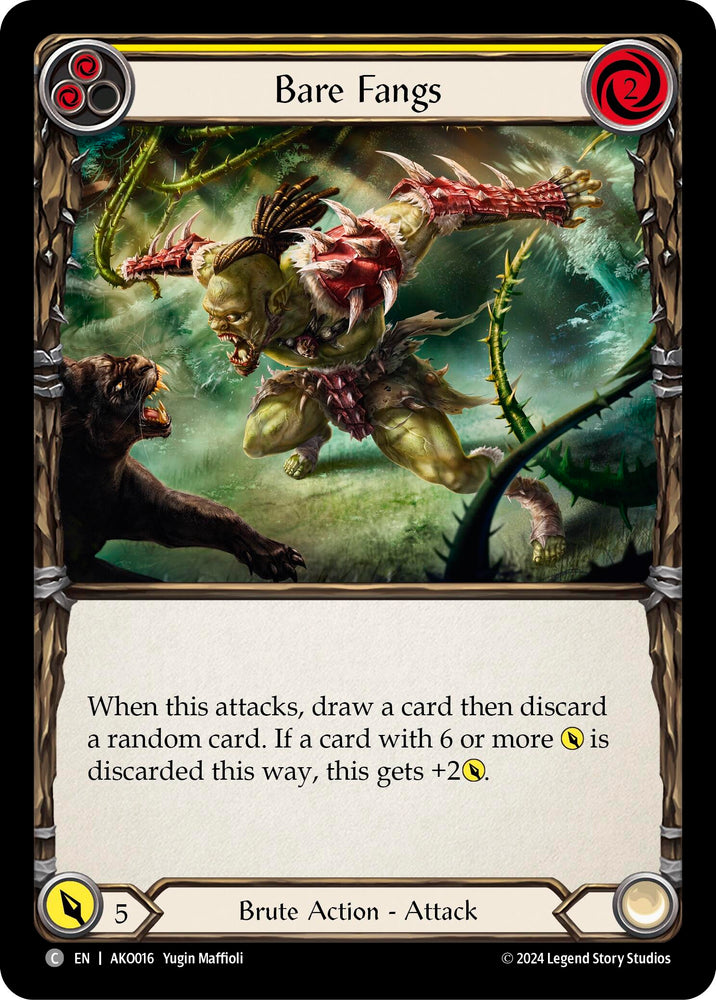 Flesh and Blood TCG | Bare Fangs (Yellow) [AKO016] (Armory Deck: Kayo) | The Nerd Merchant
