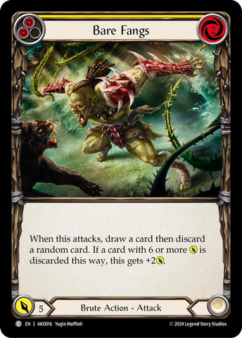 Flesh and Blood TCG | Bare Fangs (Yellow) [AKO016] (Armory Deck: Kayo) | The Nerd Merchant