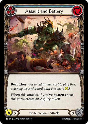 Flesh and Blood TCG | Assault and Battery (Blue) [AKO018] (Armory Deck: Kayo) | The Nerd Merchant