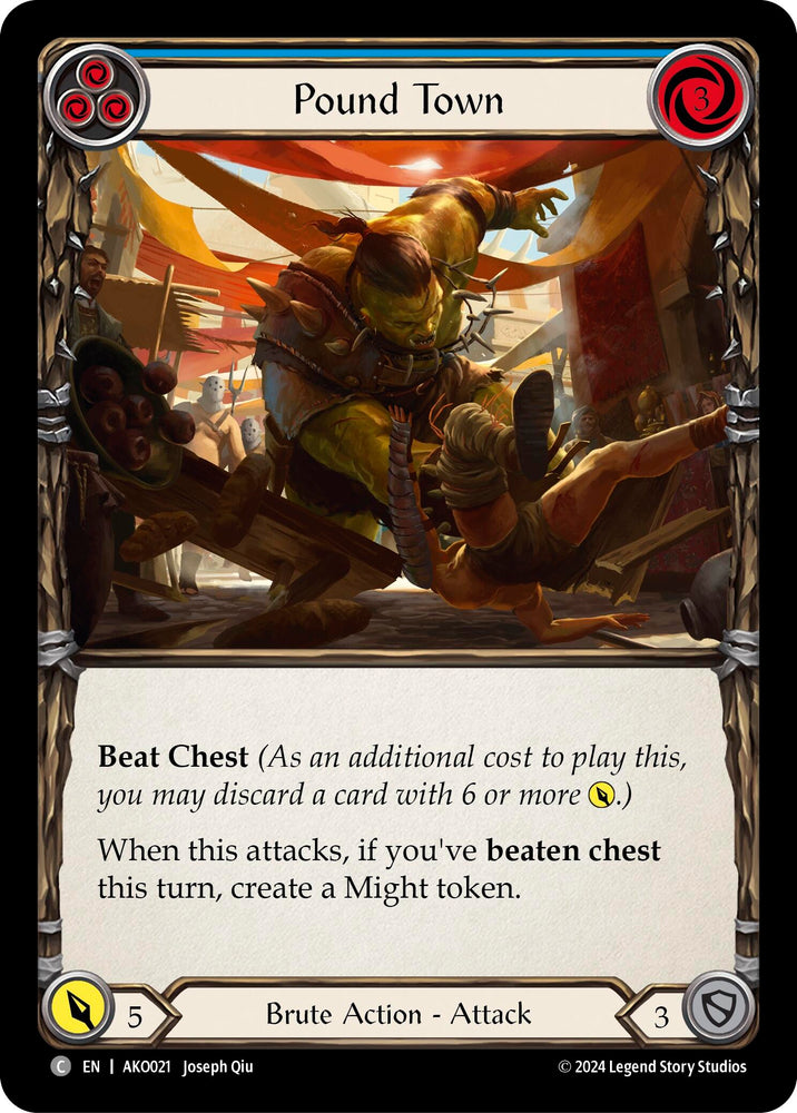 Flesh and Blood TCG | Pound Town (Blue) [AKO021] (Armory Deck: Kayo) | The Nerd Merchant