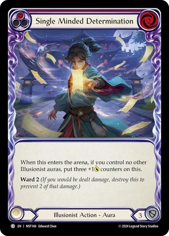 Flesh and Blood TCG | Single Minded Determination (Red) [MST146] (Part the Mistveil)  Rainbow Foil | The Nerd Merchant