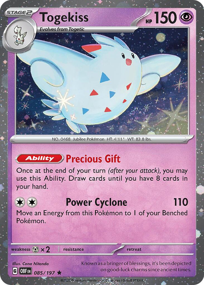 Pokemon | Togekiss (085/197) (Cosmos Holo) [Scarlet & Violet: Obsidian Flames] | The Nerd Merchant