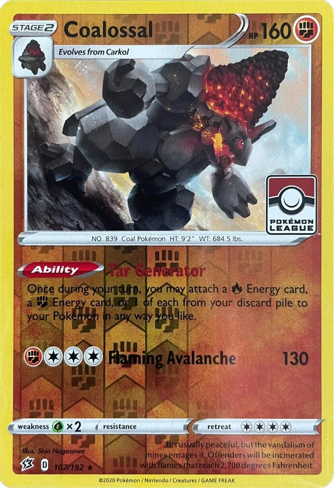 Pokemon | Coalossal (107/192) (League Promo) [Sword & Shield: Rebel Clash] | The Nerd Merchant