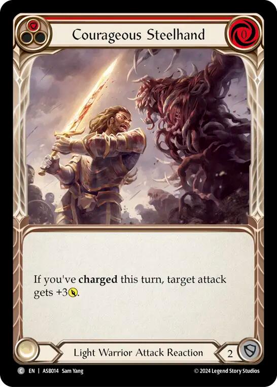 Flesh and Blood TCG | Courageous Steelhand (Red) [ASB014] (Armory Deck: Boltyn) | The Nerd Merchant