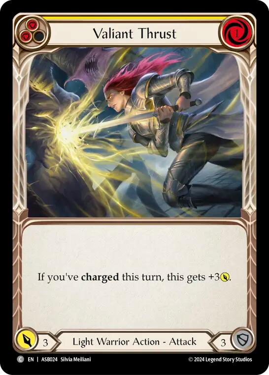 Flesh and Blood TCG | Valiant Thrust (Yellow) [ASB024] (Armory Deck: Boltyn) | The Nerd Merchant