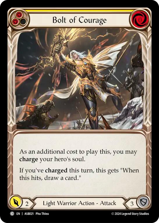 Flesh and Blood TCG | Bolt of Courage (Yellow) [ASB021] (Armory Deck: Boltyn) | The Nerd Merchant