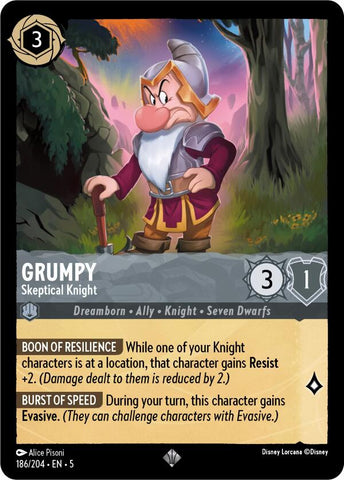 Lorcana | Grumpy - Skeptical Knight (186/204) [Shimmering Skies] | The Nerd Merchant