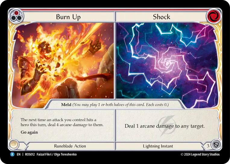 Flesh and Blood TCG | Burn Up // Shock [ROS012] (Rosetta)  Rainbow Foil | The Nerd Merchant