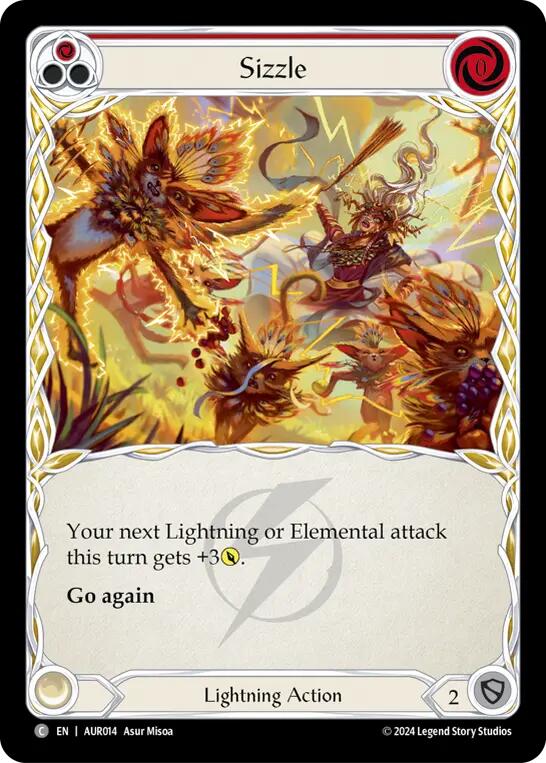 Flesh and Blood TCG | Sizzle (Red) [AUR014] (1st Strike) | The Nerd Merchant