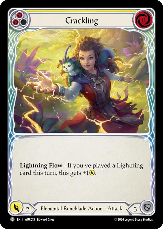 Flesh and Blood TCG | Crackling (Yellow) [AUR015] (1st Strike) | The Nerd Merchant