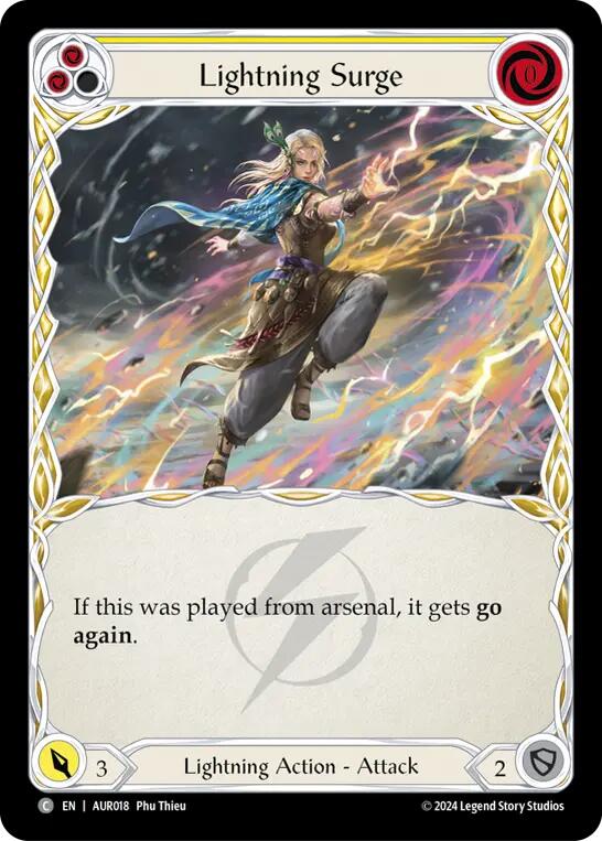 Flesh and Blood TCG | Lightning Surge (Yellow) [AUR018] (1st Strike) | The Nerd Merchant