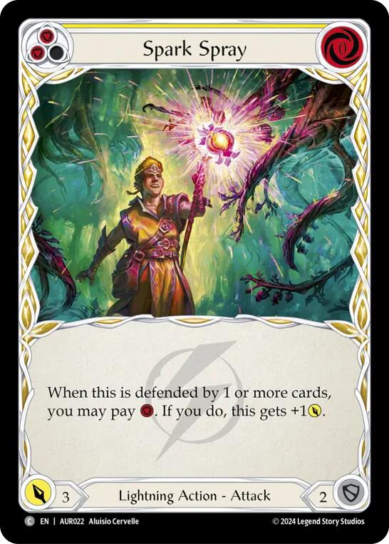 Flesh and Blood TCG | Spark Spray (Yellow) [AUR022] (1st Strike) | The Nerd Merchant