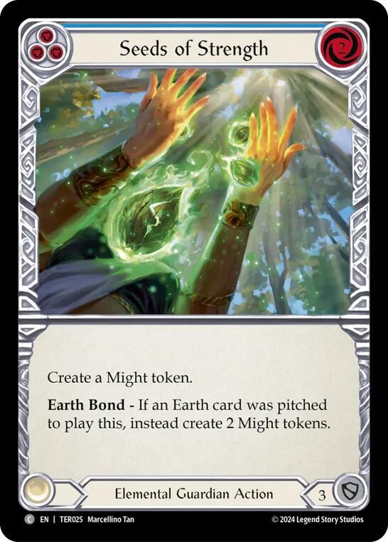 Flesh and Blood TCG | Seeds of Strength (Blue) [TER025] (1st Strike) | The Nerd Merchant