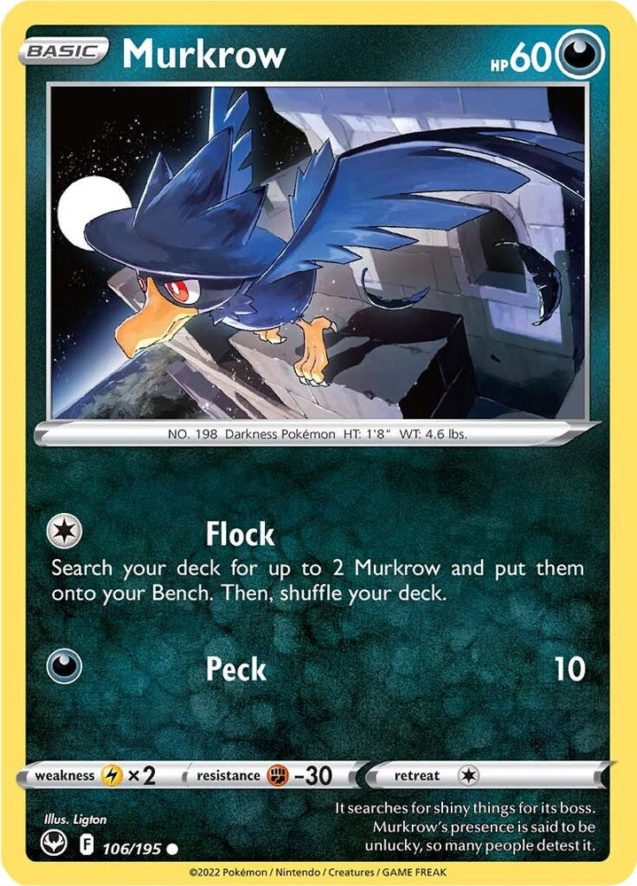 Pokemon | Murkrow (106/195) [Sword & Shield: Silver Tempest] | The Nerd Merchant