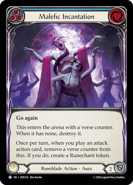 Flesh and Blood TCG | Malefic Incantation (Blue) [ROS132] (Rosetta)  Rainbow Foil | The Nerd Merchant