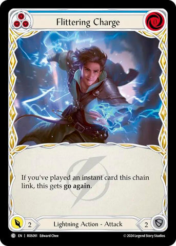 Flesh and Blood TCG | Flittering Charge (Blue) [ROS091] (Rosetta)  Rainbow Foil | The Nerd Merchant