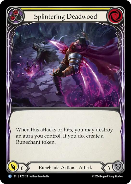 Flesh and Blood TCG | Splintering Deadwood (Yellow) [ROS122] (Rosetta)  Rainbow Foil | The Nerd Merchant