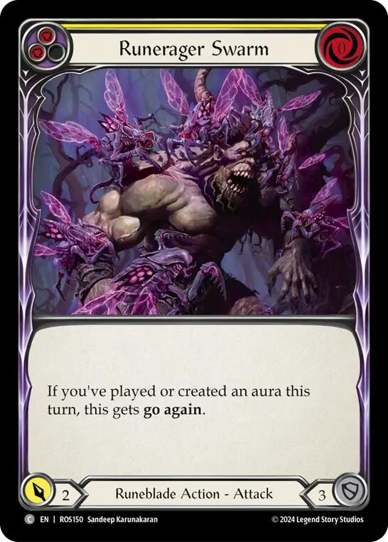 Flesh and Blood TCG | Runerager Swarm (Yellow) [ROS150] (Rosetta)  Rainbow Foil | The Nerd Merchant