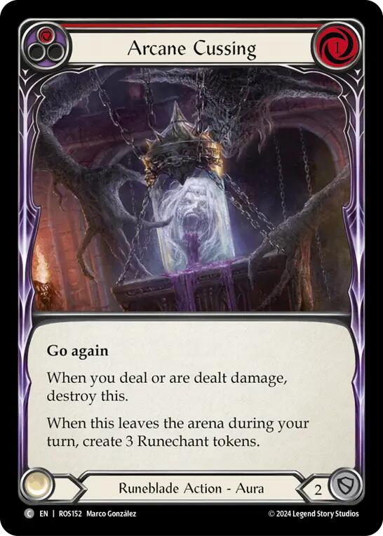 Flesh and Blood TCG | Arcane Cussing (Red) [ROS152] (Rosetta)  Rainbow Foil | The Nerd Merchant