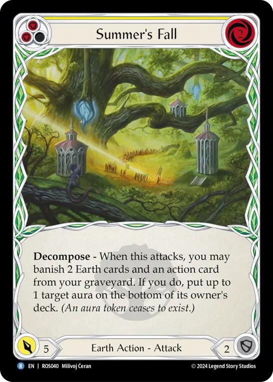Flesh and Blood TCG | Summer's Fall (Yellow) [ROS040] (Rosetta)  Rainbow Foil | The Nerd Merchant