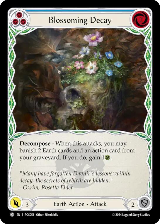 Flesh and Blood TCG | Blossoming Decay (Blue) [ROS051] (Rosetta)  Rainbow Foil | The Nerd Merchant