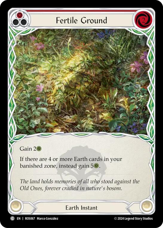 Flesh and Blood TCG | Fertile Ground (Red) [ROS067] (Rosetta)  Rainbow Foil | The Nerd Merchant