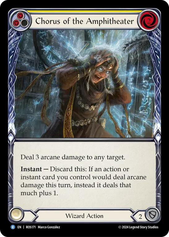 Flesh and Blood TCG | Chorus of the Amphitheater (Yellow) [ROS171] (Rosetta)  Rainbow Foil | The Nerd Merchant