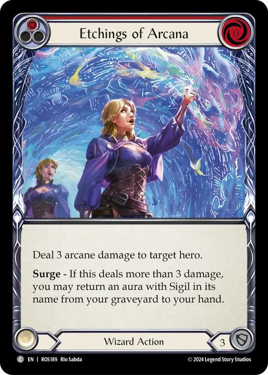 Flesh and Blood TCG | Etchings of Arcana (Red) [ROS189] (Rosetta)  Rainbow Foil | The Nerd Merchant