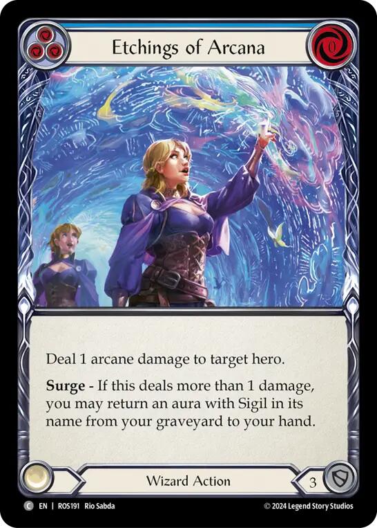 Flesh and Blood TCG | Etchings of Arcana (Blue) [ROS191] (Rosetta)  Rainbow Foil | The Nerd Merchant