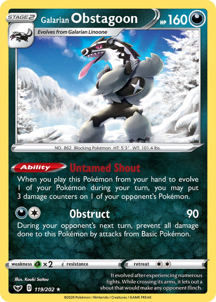 Pokemon | Galarian Obstagoon (119/202) (Theme Deck Exclusive) [Sword & Shield: Base Set] | The Nerd Merchant