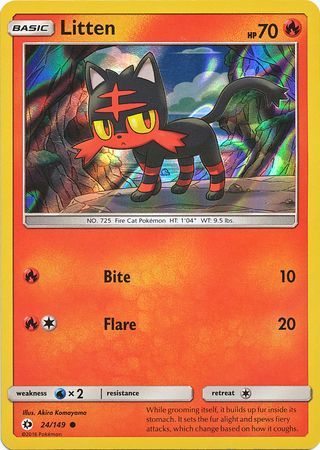 Pokemon | Litten (24/149) (Water Web Holo) [Sun & Moon: Base Set] | The Nerd Merchant