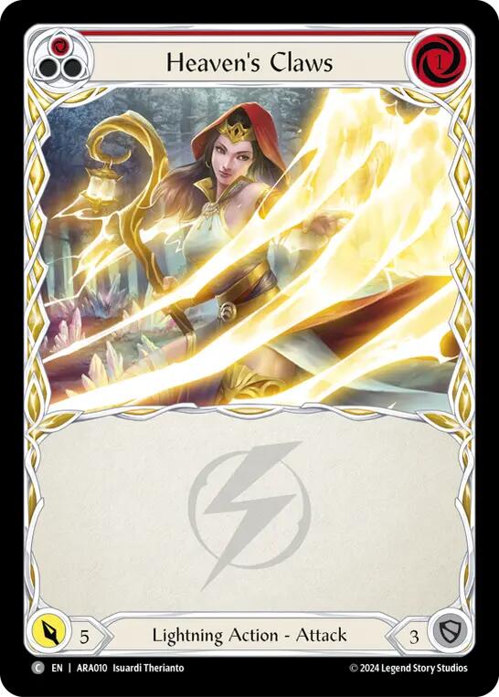 Flesh and Blood TCG | Heaven's Claws (Red) [ARA010] (Rosetta Aurora Blitz Deck) | The Nerd Merchant
