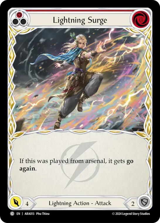 Flesh and Blood TCG | Lightning Surge (Red) [ARA013] (Rosetta Aurora Blitz Deck) | The Nerd Merchant