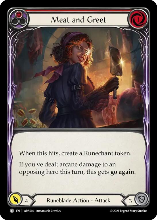 Flesh and Blood TCG | Meat and Greet (Red) [ARA014] (Rosetta Aurora Blitz Deck) | The Nerd Merchant