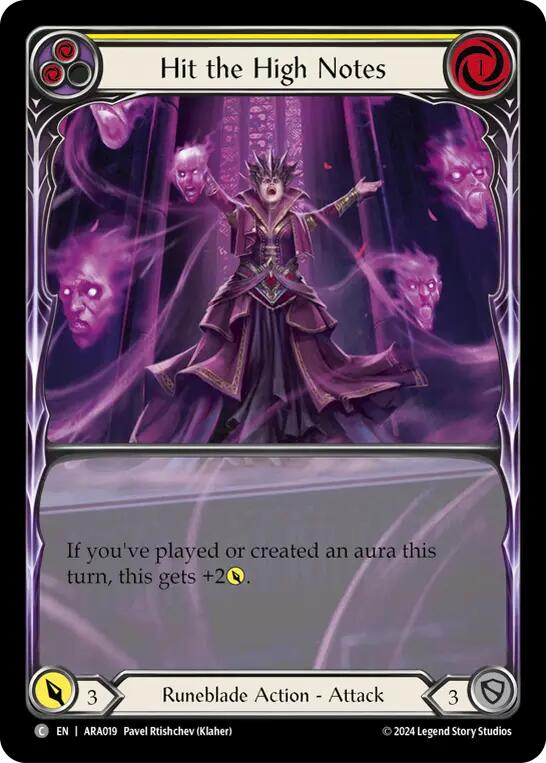 Flesh and Blood TCG | Hit the High Notes (Yellow) [ARA019] (Rosetta Aurora Blitz Deck) | The Nerd Merchant
