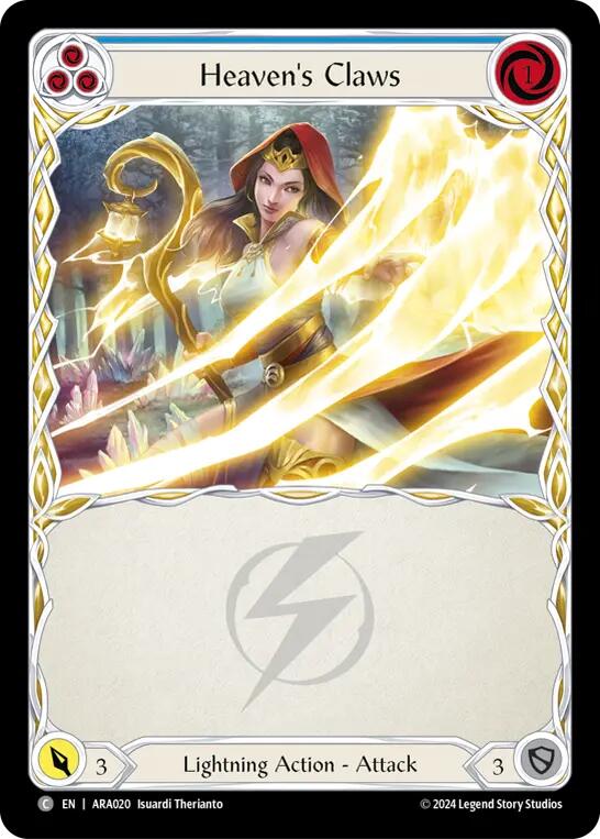 Flesh and Blood TCG | Heaven's Claws (Blue) [ARA020] (Rosetta Aurora Blitz Deck) | The Nerd Merchant