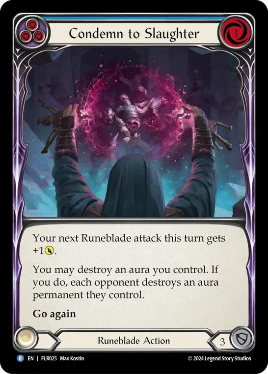 Flesh and Blood TCG | Condemn to Slaughter (Blue) [FLR025] (Rosetta Florian Blitz Deck) | The Nerd Merchant