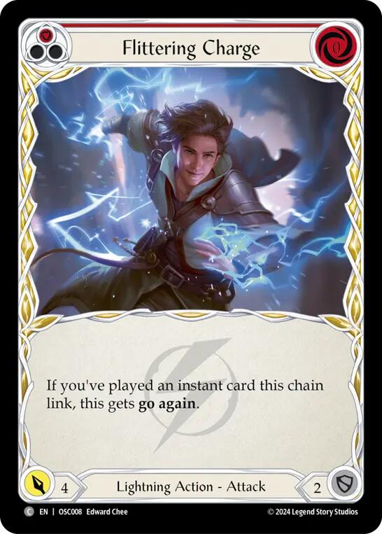 Flesh and Blood TCG | Flittering Charge (Red) [OSC008] (Rosetta Oscilio Blitz Deck) | The Nerd Merchant