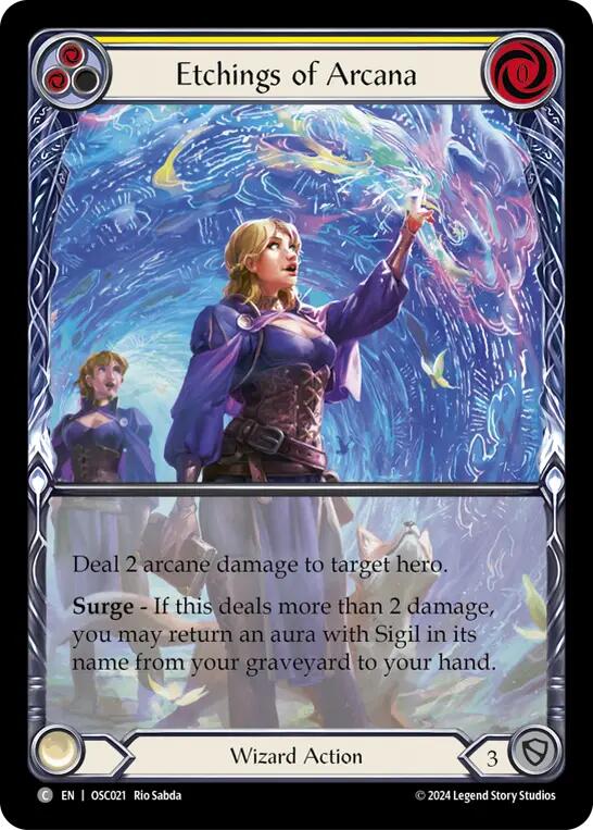 Flesh and Blood TCG | Etchings of Arcana (Yellow) [OSC021] (Rosetta Oscilio Blitz Deck) | The Nerd Merchant