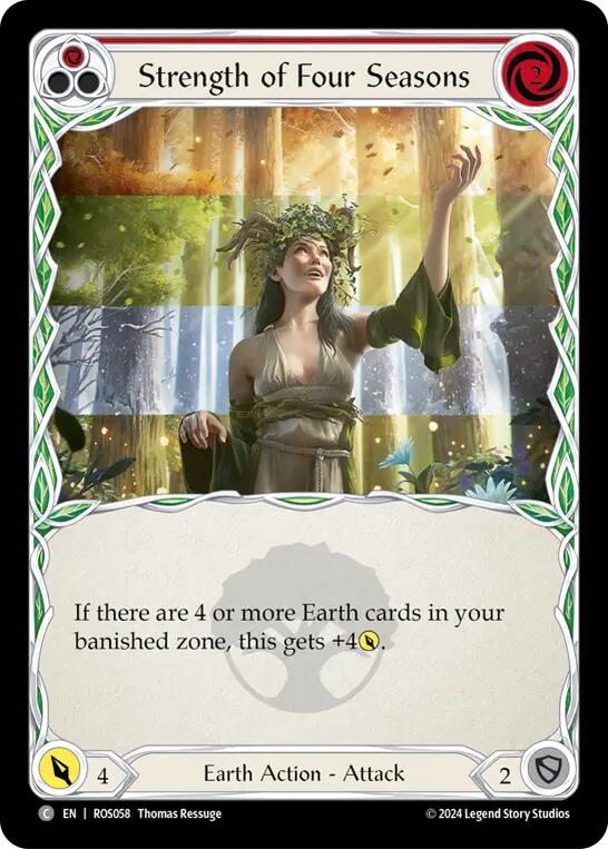 Flesh and Blood TCG | Strength of Four Seasons (Red) [ROS058] (Rosetta)  Rainbow Foil | The Nerd Merchant