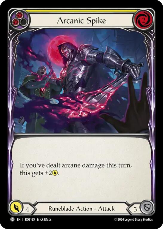 Flesh and Blood TCG | Arcanic Spike (Yellow) [ROS135] (Rosetta)  Rainbow Foil | The Nerd Merchant