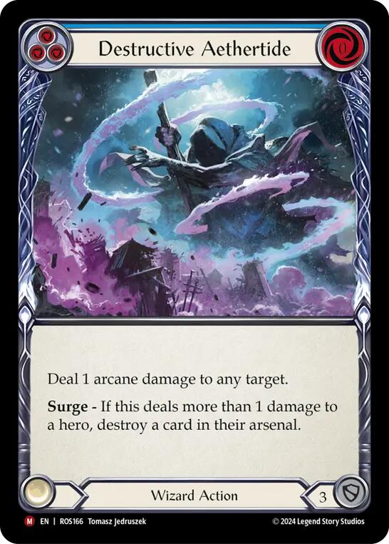 Flesh and Blood TCG | Destructive Aethertide [ROS166] (Rosetta)  Rainbow Foil | The Nerd Merchant