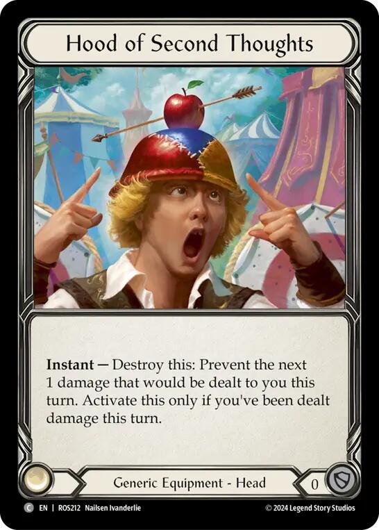 Flesh and Blood TCG | Hood of Second Thoughts [ROS212] (Rosetta) | The Nerd Merchant