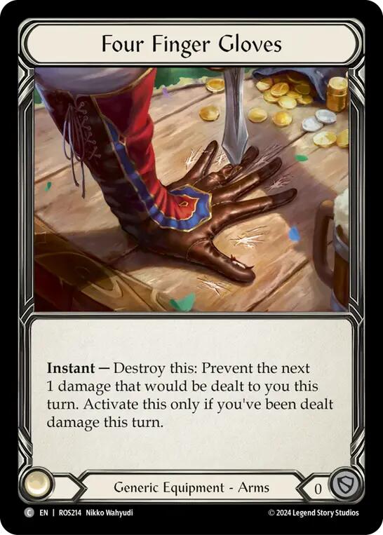 Flesh and Blood TCG | Four Finger Gloves [ROS214] (Rosetta)  Cold Foil | The Nerd Merchant