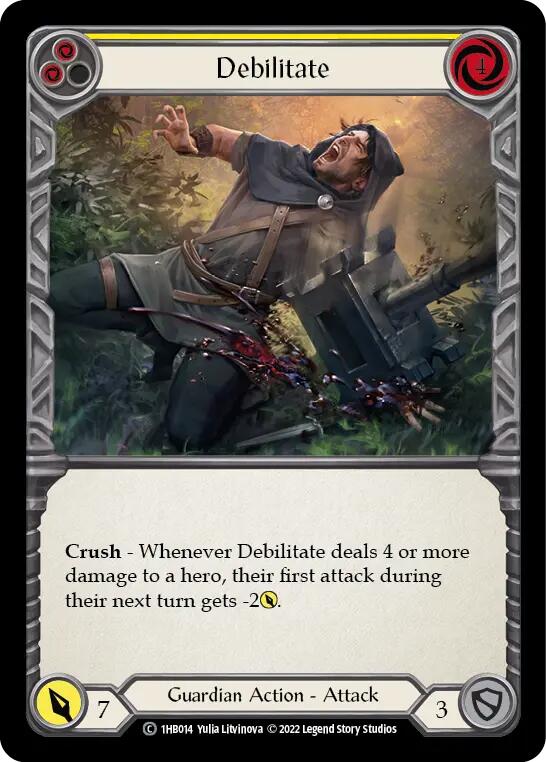 Flesh and Blood TCG | Debilitate (Yellow) [1HB014] (History Pack 1 Bravo Blitz Deck) | The Nerd Merchant