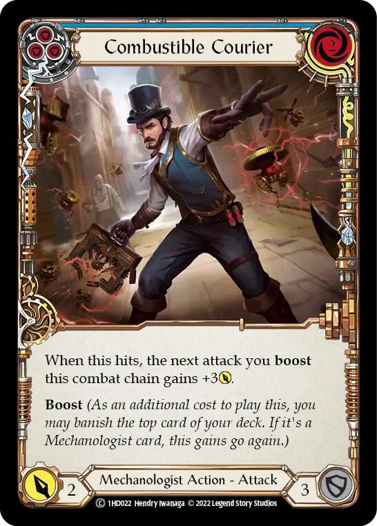 Flesh and Blood TCG | Combustible Courier (Blue) [1HD022] (History Pack 1 Dash Blitz Deck) | The Nerd Merchant