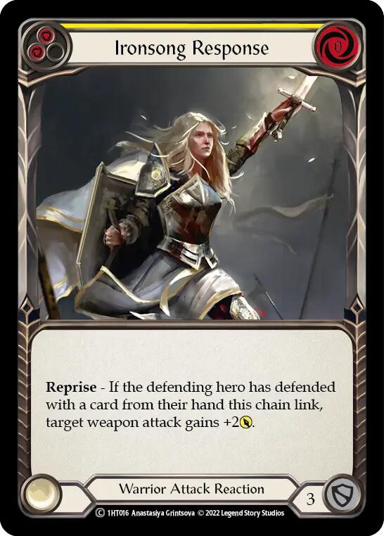 Flesh and Blood TCG | Ironsong Response (Yellow) [1HT016] (History Pack 1 Dorinthea Blitz Deck) | The Nerd Merchant