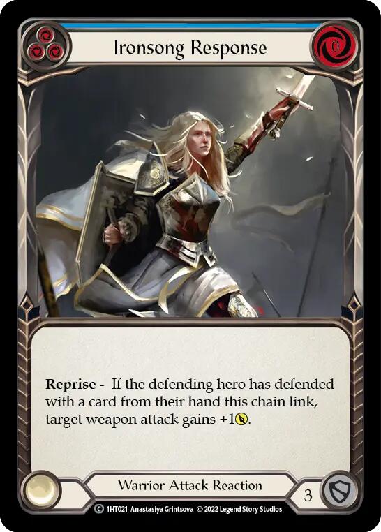 Flesh and Blood TCG | Ironsong Response (Blue) [1HT021] (History Pack 1 Dorinthea Blitz Deck) | The Nerd Merchant